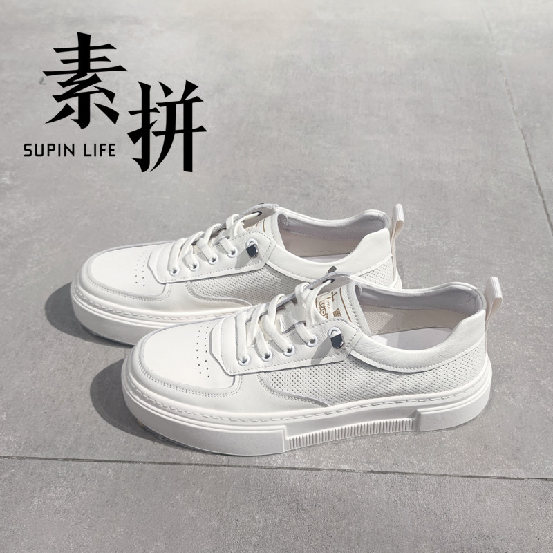素拼男装春夏季新款休闲鞋潮牌痞帅百搭圆头运动情侣小白鞋