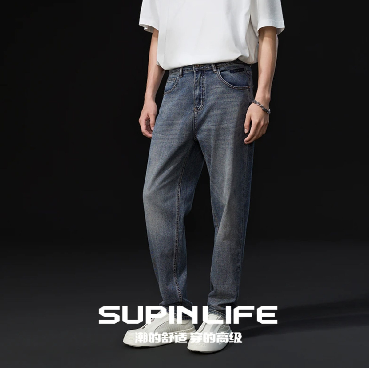 素拼男装夏季新款牛仔裤潮牌做旧磨毛SPBZK523041AM