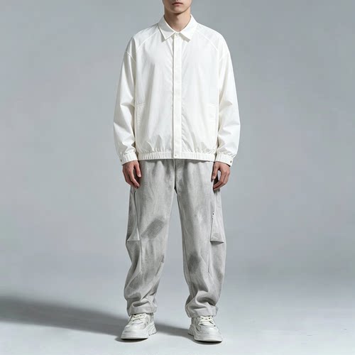 素拼男装秋季新款外衣外套长袖夹克常规翻领休闲风时尚潮流