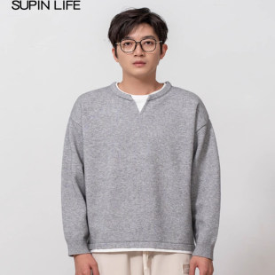 针织衫 新款 小V领假两件毛线衣SPAZZ457129BM1 2025冬季 素拼男装