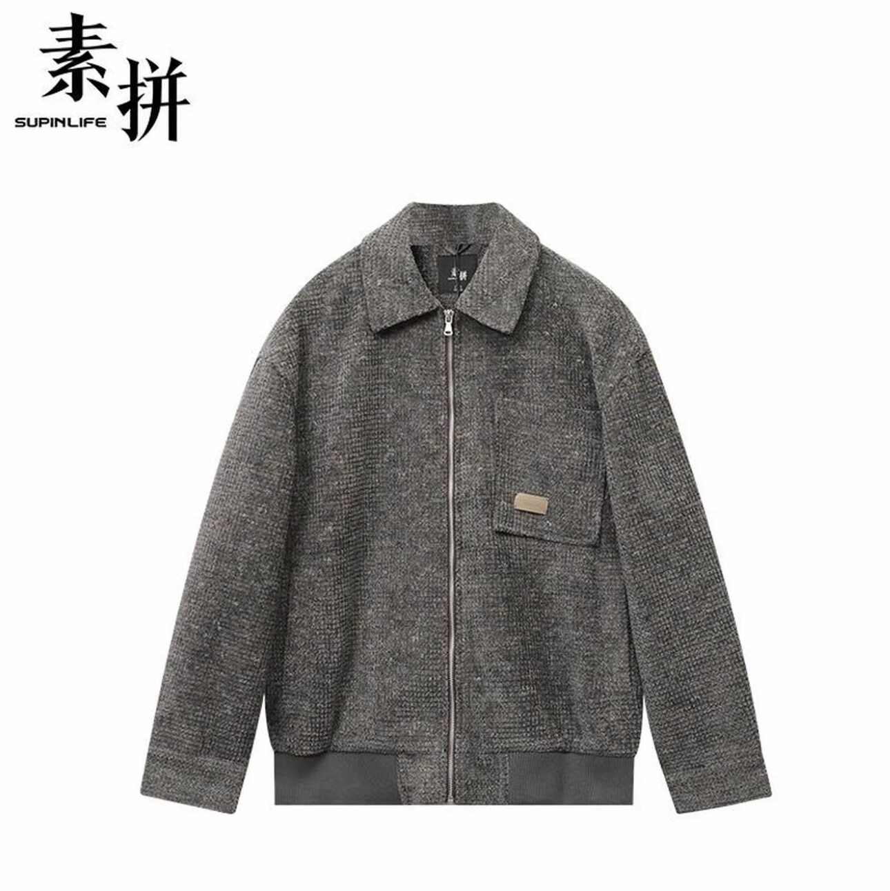 素拼男装秋季新款外衣外套夹克长袖常规翻领拉链SPAWT535090BM