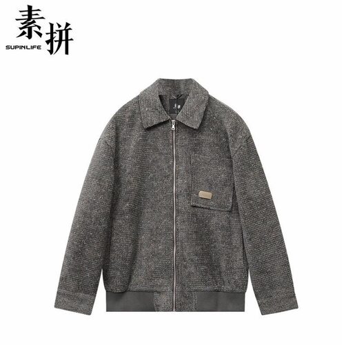 素拼男装秋季新款外衣外套夹克长袖常规翻领拉链SPAWT535090BM