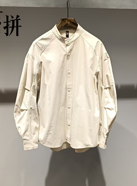 素拼男装2026春季新款衬衫长袖休闲风开衫宽松圆领SPACS611008AX