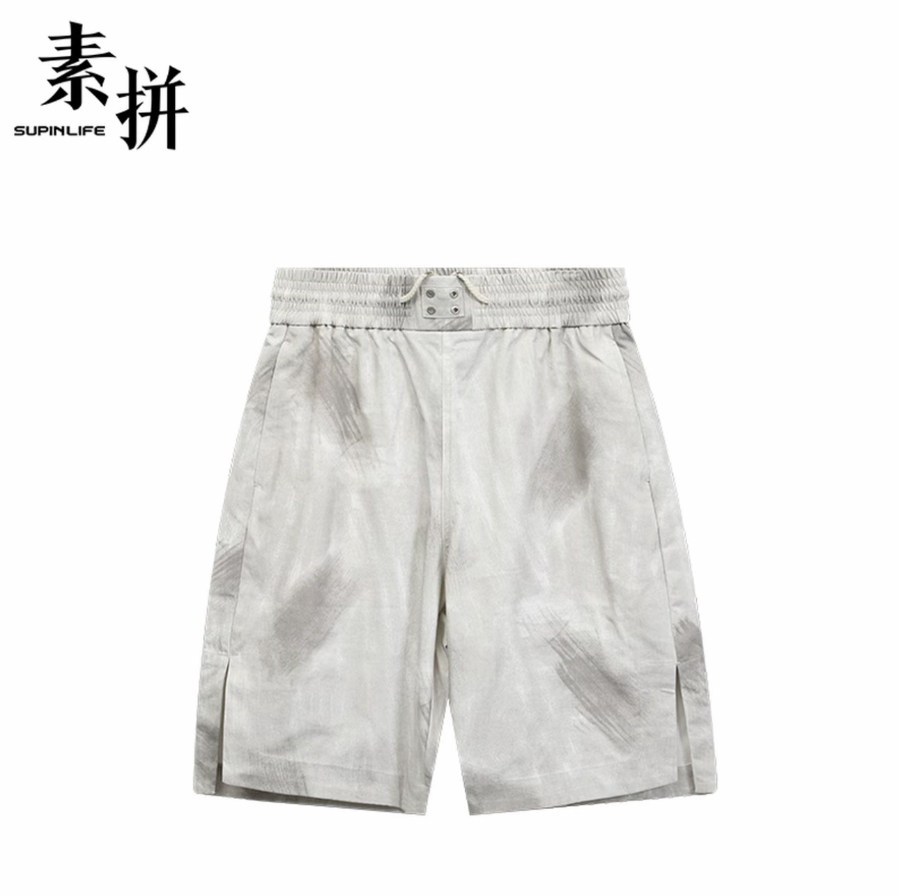 素拼男装夏季新款短裤休闲宽松扎染松紧透气五分裤SPBXD523318AM