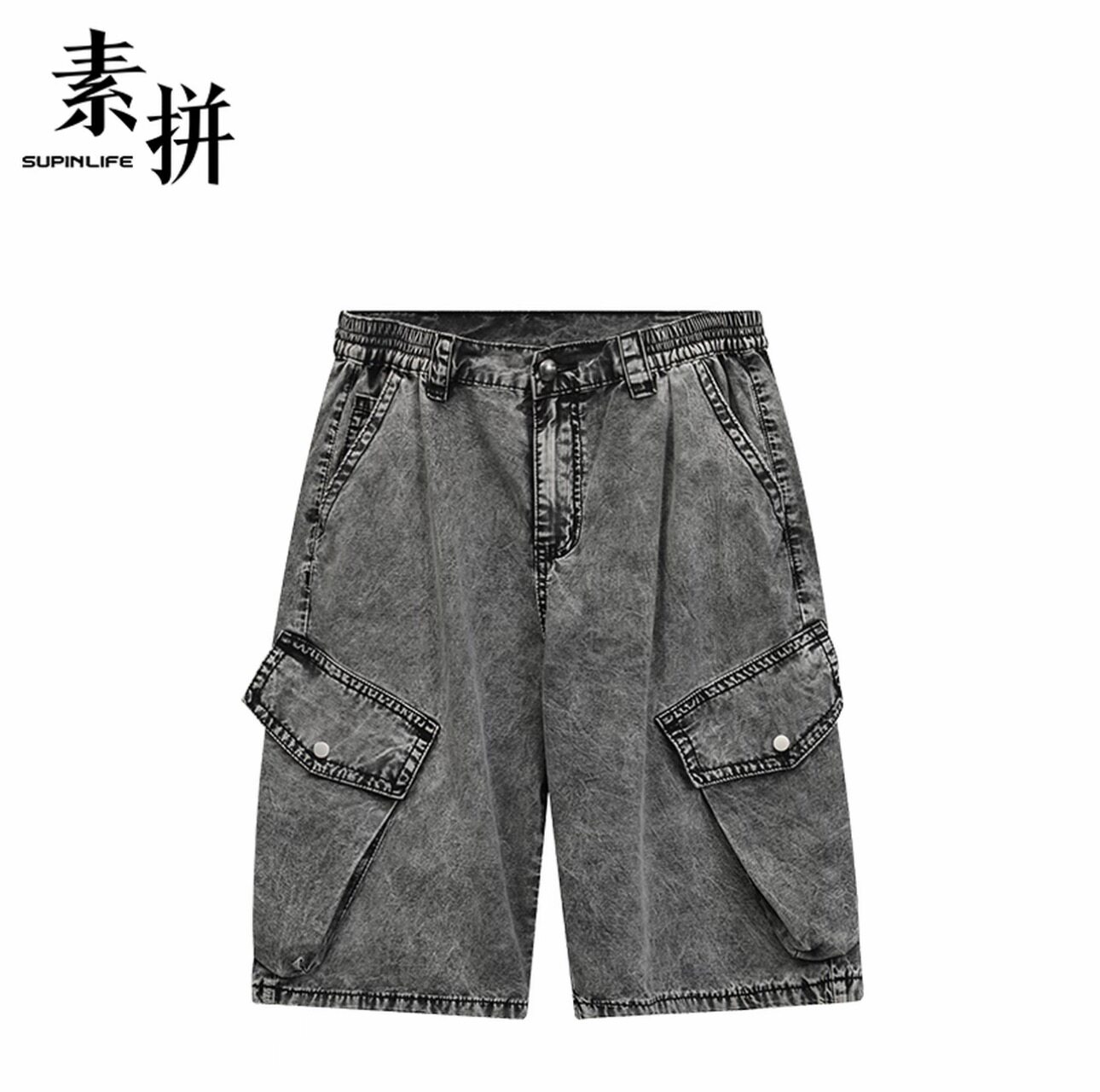 素拼男装2026夏季新款短裤牛仔短裤宽松休闲时尚SPBZD523285AM