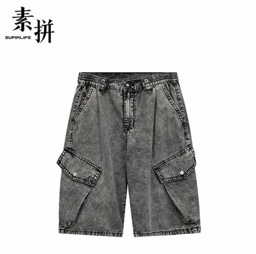 素拼男装2026夏季新款短裤牛仔短裤宽松休闲时尚SPBZD523285AM