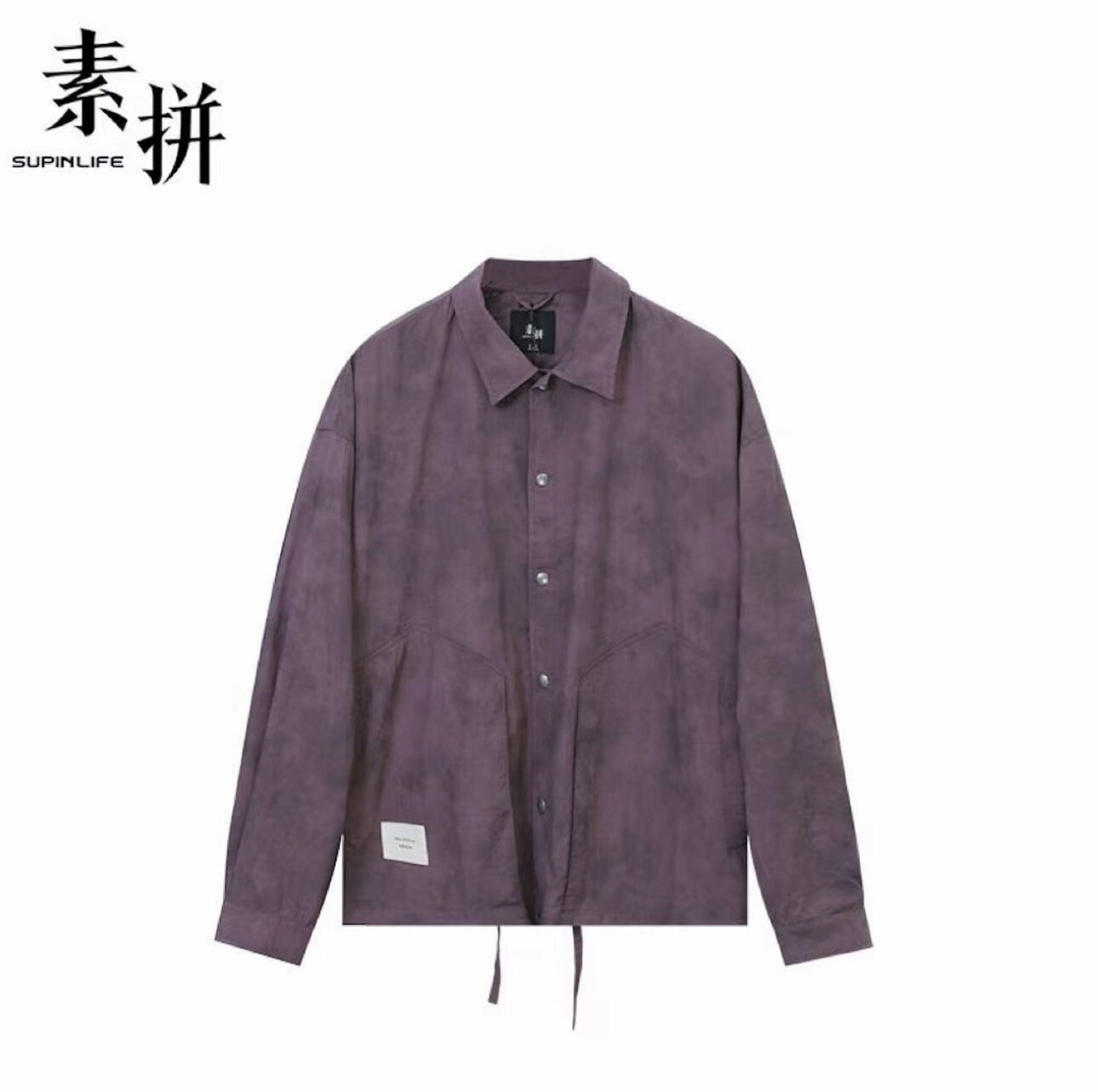 素拼男装夏季新款外衣外套夹克翻领长袖紫色短款SPAWT523155AM