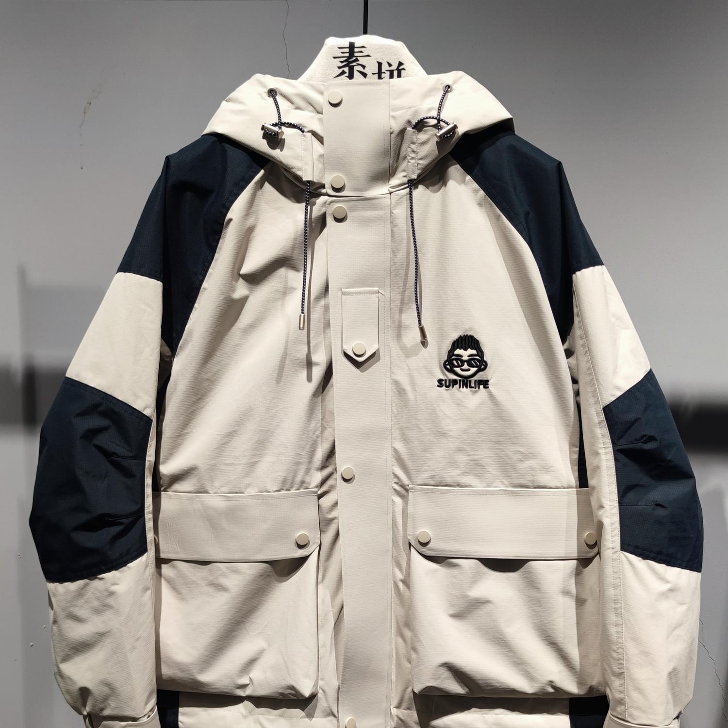 素拼青春流行连帽三防羽绒服