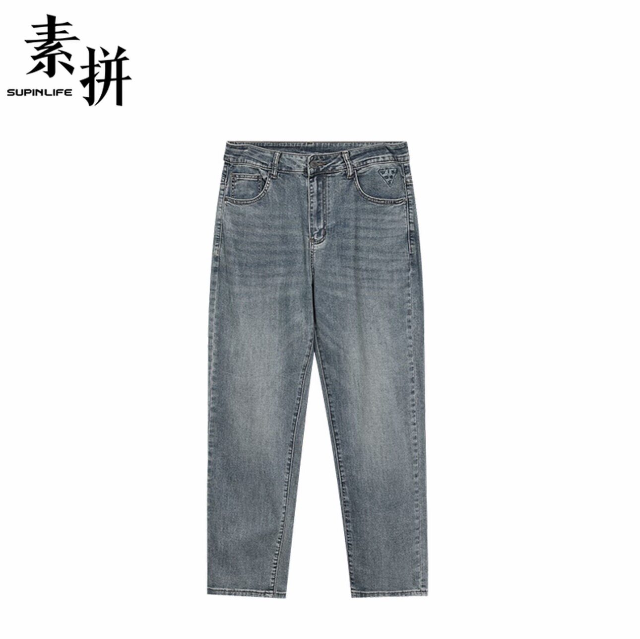 素拼男装秋季新款牛仔裤休闲直筒棉质长裤日常百搭SPBZK611100AZ