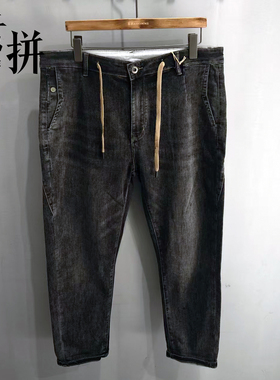 素拼男装春秋季新款百搭休闲舒适抽绳直筒时尚牛仔裤SPBZK11158A