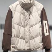 鹅绒羽绒服假两件撞色高级设计感保暖面包服外套 新款 素拼男装 冬季