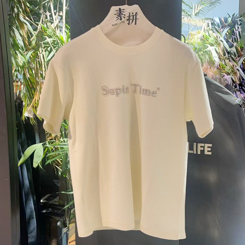 素拼男装K秋季新款短袖T恤男潮宽松圆领简约高级质感百搭设计感