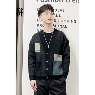 素拼男装冬季新款针织衫V领打底衫针织开衫百搭休闲PAZZ15796A