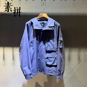 素拼男装秋季新款外衣夹克宽松休闲风连帽SPAWT611055AX-BX