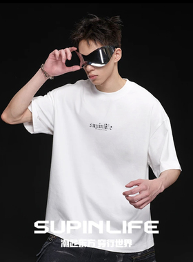 素拼男装D夏季新款短袖T恤宽松印花时尚质感街头SPADT523025AM