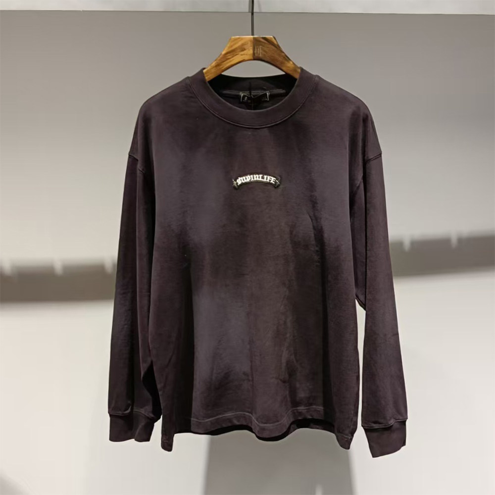 素拼男装2025冬季新款长袖T恤宽松扎染内搭SPACT557101BM