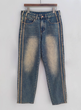 素拼男装春秋季新款牛仔裤潮牌水洗百搭痞帅炸街SPBZK335103AM