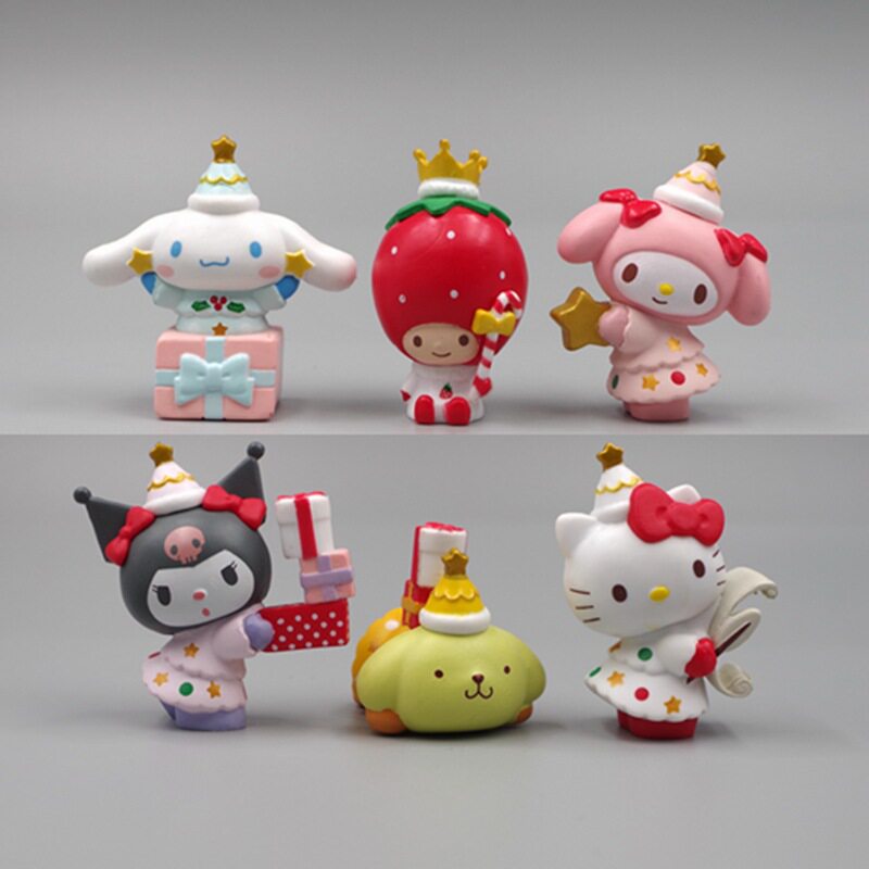 圣诞节限定款 凯蒂猫美乐蒂布丁狗库洛米玉桂狗公仔玩具手办模型