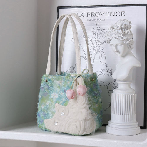 小清新猫咪菜篮子包包