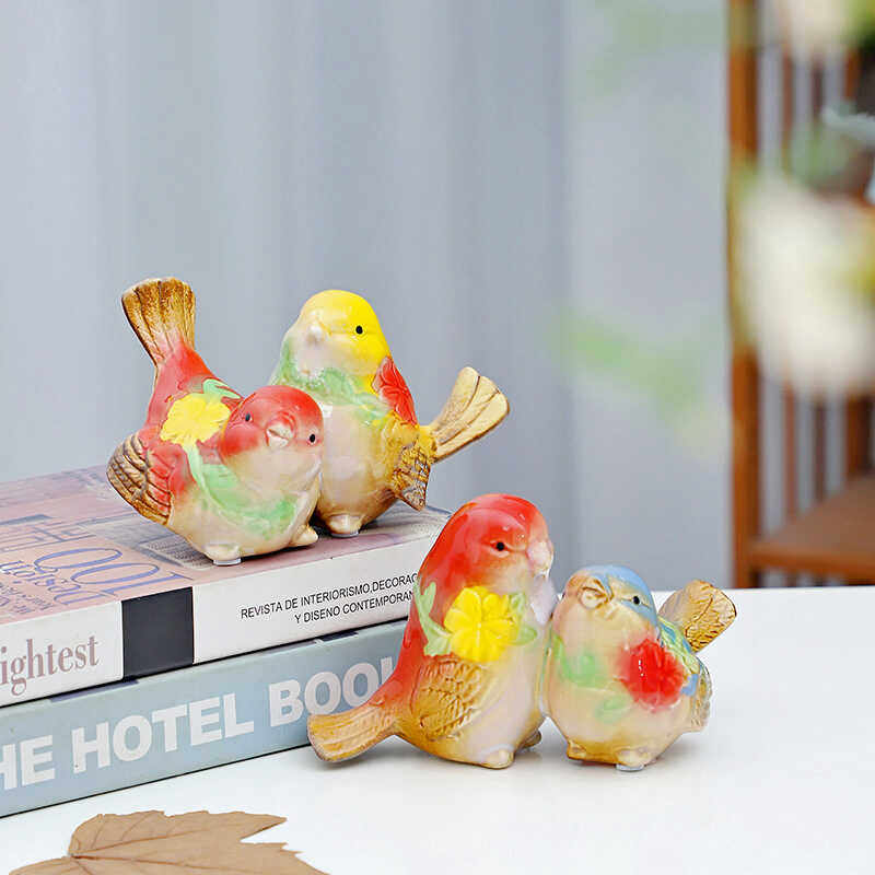 情侣卡通双鸟现代家居装饰品家饰卧室摆件陶瓷工艺品摆设结婚礼物