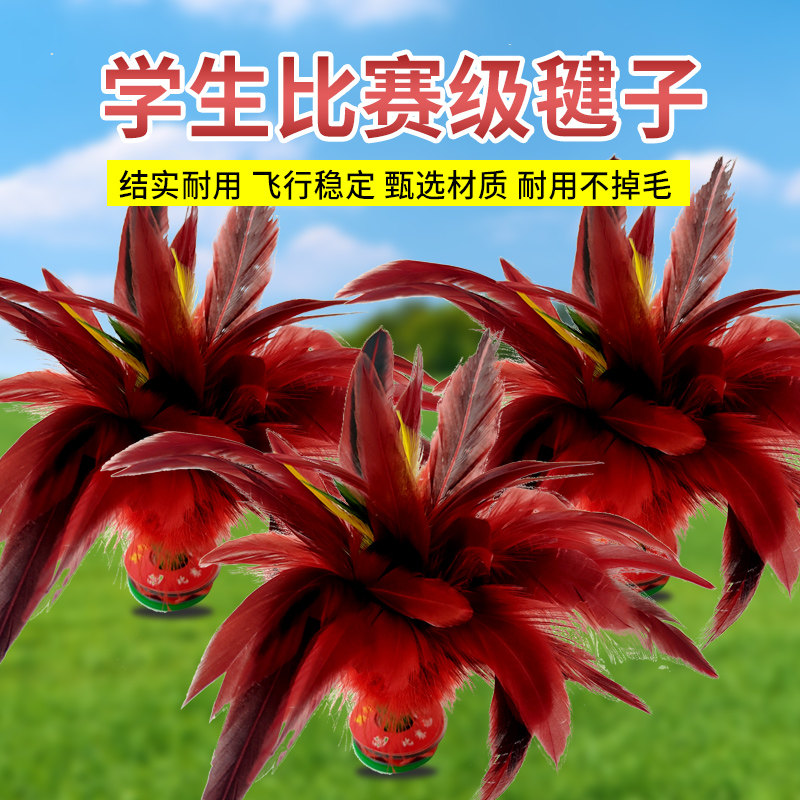 鸡毛毽子纯手工成人儿童健身比赛专用小学生训练耐踢鹅毛鸡毛毽子