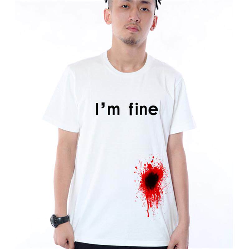 I AM FINE欧美风重口味恶搞笑T恤 情侣装短袖T恤男打底衫搞怪中枪|ruв категории Мужская одежда, футболка - от Buy2taobao.com для оказания профессиональной услуги покупки агента Taobao