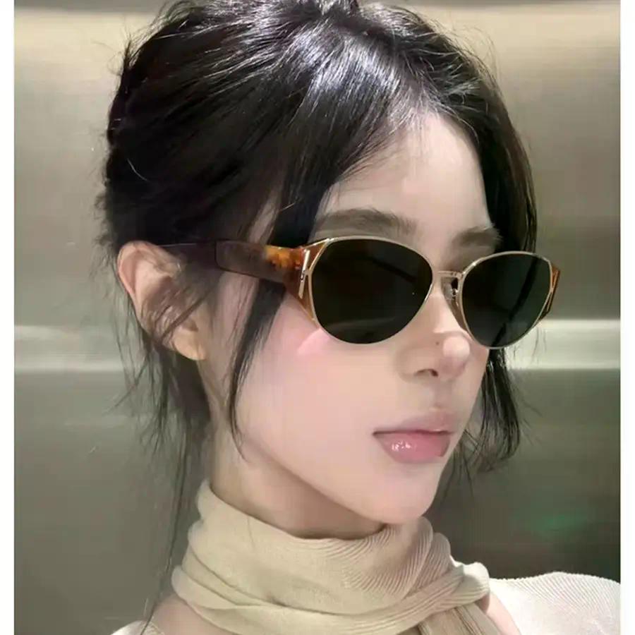 气质时尚老钱风太阳眼镜复古猫眼显薯薯镜街拍高级窄框防晒太阳镜