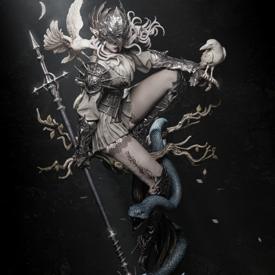 乌鸦契约女王 全高 90mm 150mm  树脂兵人 白模  TD-7565/3D