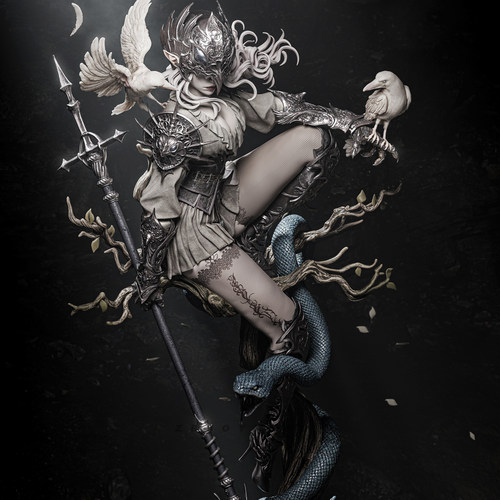 乌鸦契约女王 全高 90mm 150mm  树脂兵人 白模  TD-7565/3D