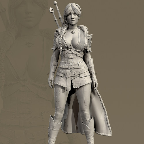 全高 50mm 75mm 90mm 猎魔人 希里 树脂兵人 白模 TD-7832/3D
