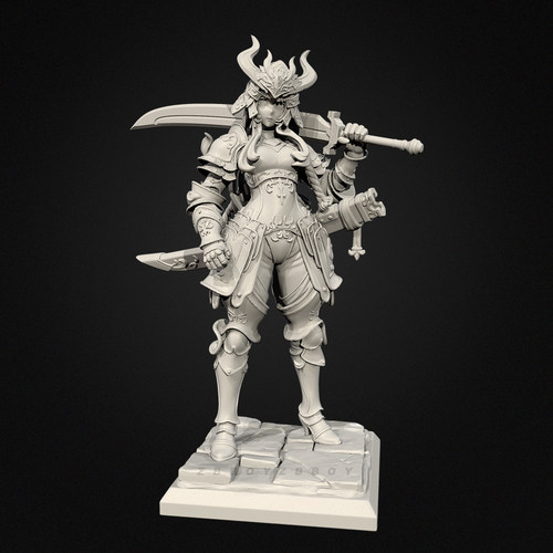 人高 38mm 50mm 75mm 罗琳小妹-武士 树脂兵人 白模 TD-7836/3D
