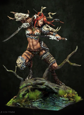 1/24 75mm  丛林暗夜女精灵系列树脂兵人(白模) A-177