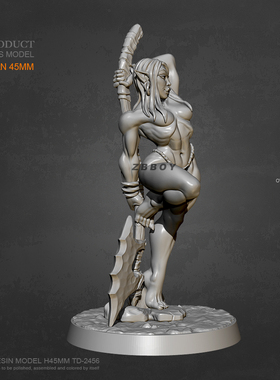 全高40mm ZBBOY监制 战斧兽女 树脂兵人(白模) TD-2456