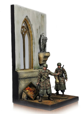 1/35 二战欧洲兵人带地台 树脂手办 兵人 白模(原特)  A-1798