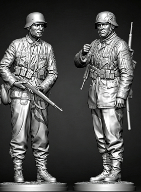 1/35 欧洲兵人（2人，不含地台）树脂兵人 白模 A-2279