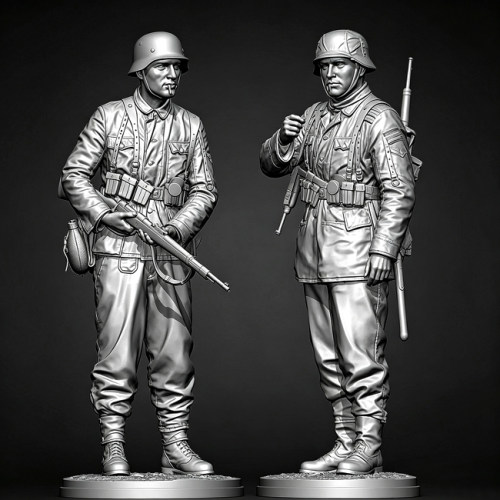 1/35 欧洲兵人（2人，不含地台）树脂兵人 白模 A-2279