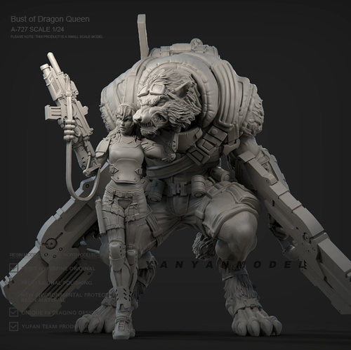 1/24狼族战斗女孩树脂白模手办