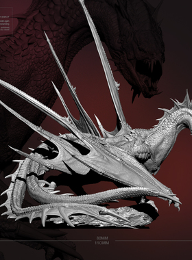 80mm 110mm ZBBOY监制 双剑尾母龙 树脂兵人 白模 TD-4148/3D