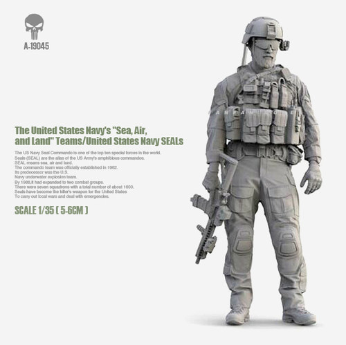 1/35(50mm)美军海豹突击对员  树脂兵人(白模) A-19045(现)