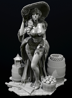 人高 38mm 50mm 75mm 奇幻海上夫人 树脂白模 TD-6543/3D