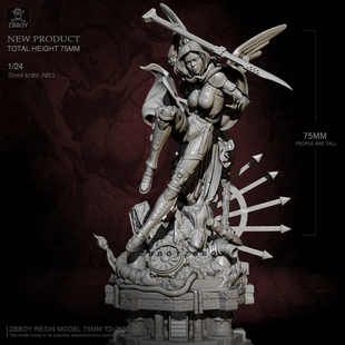 1/24 ZBBOY监制 钢刀千刃阿丽塔  树脂兵人白模 TD-2530