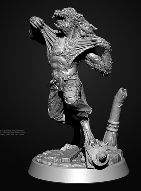 38mm 50mm 75mm 邪恶冒险家系列 狼人爆发 树脂白模 TD-6080/3D