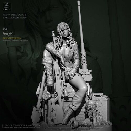 1/24 ZBBOY监制 武装女孩  树脂女兵人白模 TD-2734（不含地台）