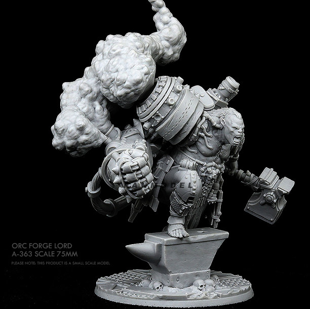 75mm 1/24 机械兽人斧兵  树脂兵人 白模(原特)  a-363