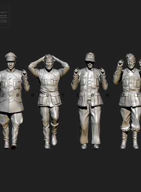 50mm ZBBOY监制 二战俘虏兵人4人 3D打印 树脂兵人白模 TD-4285A