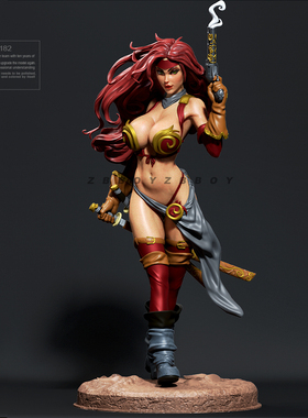 50mm 75mm ZBBOY监制 红色莫妮卡 树脂兵人 白模 TD-4182/3D