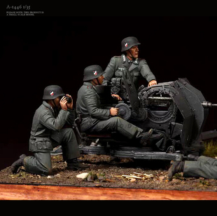 1/35 二战高炮兵4人不含炮 树脂手办 兵人 白模(原特) A-1446