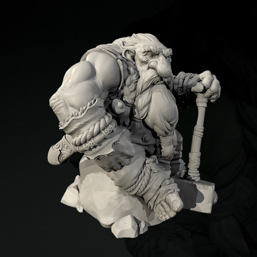 人高 50mm 65mm 野人部落 石锤兵 树脂兵人 白模 TD-7796/3D