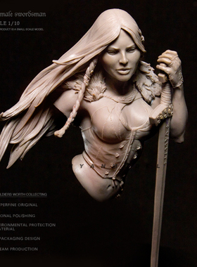 1/10 女剑士半身像  树脂手办 女兵人 白模(原特)  A-755（特价）