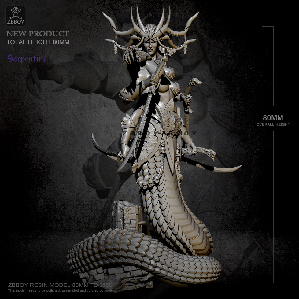 h80mm 1/24 zbboy监制 蛇身女妖  树脂兵人白模 td-2556